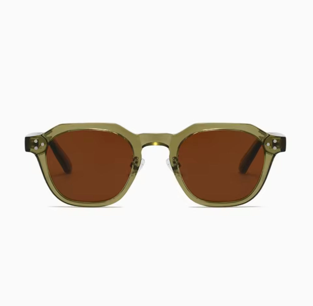 Lightweight Retro Polygon Square Small-Frame Green Sunglasses