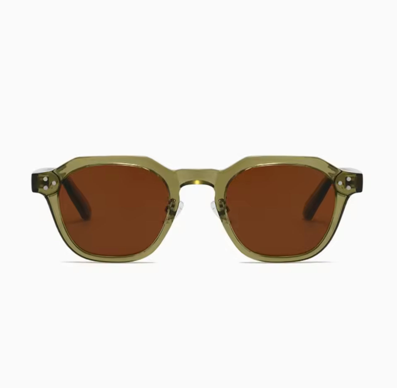 Lightweight Retro Polygon Square Small-Frame Green Sunglasses