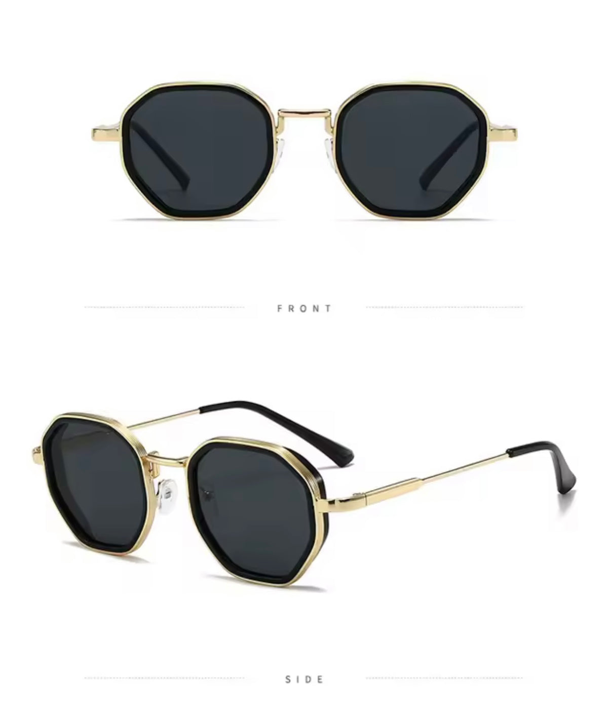 Vintage Irregular Punk Round Metal Black Polarized Sunglasses
