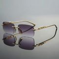 Designer-brand Rimless Purple Square Metal Sunglasses