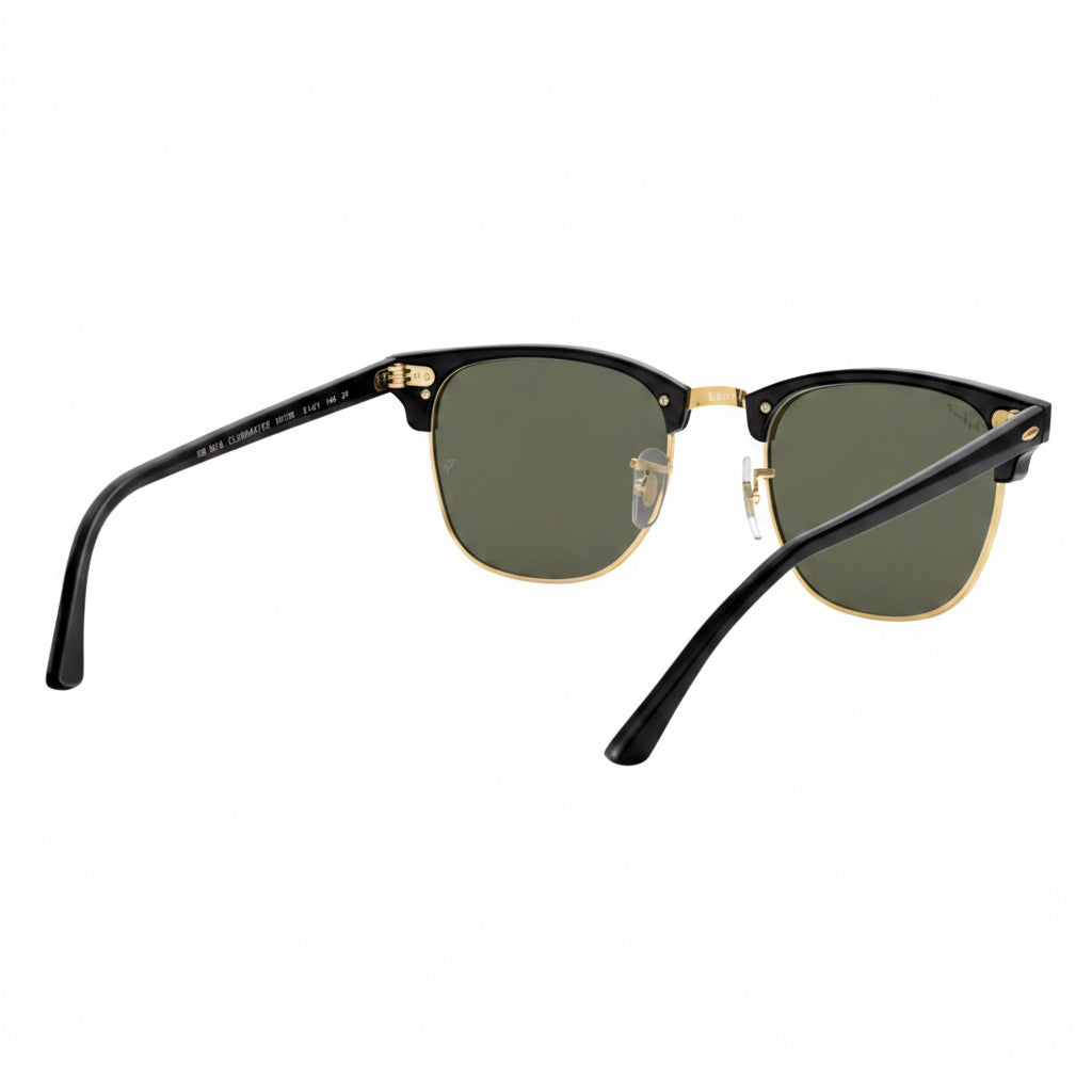 RayBan Polarized Original Classic 3016 901/58 Square Club master Metal Polished Black Gold Frame Dark Green Sunglasses