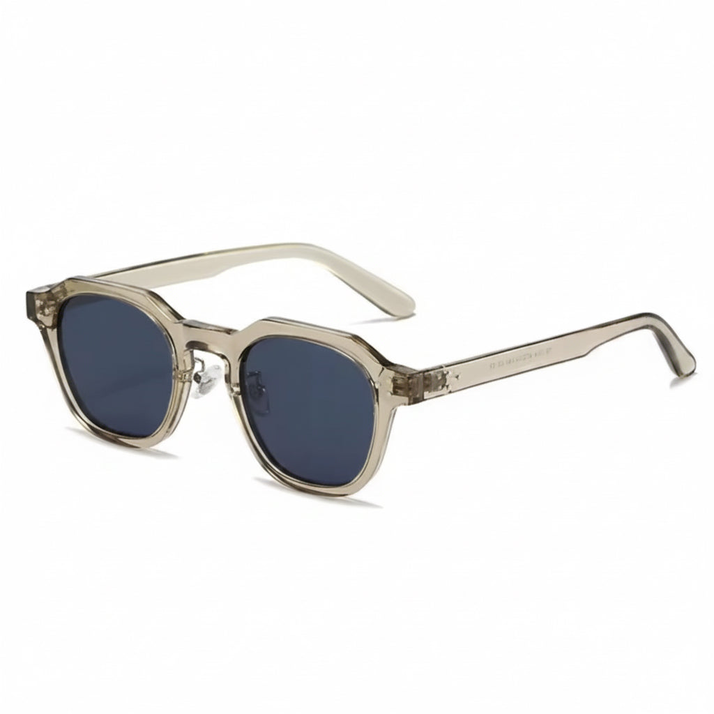 Lightweight Retro Polygon Square Small-Frame Khaki Blue Sunglasses