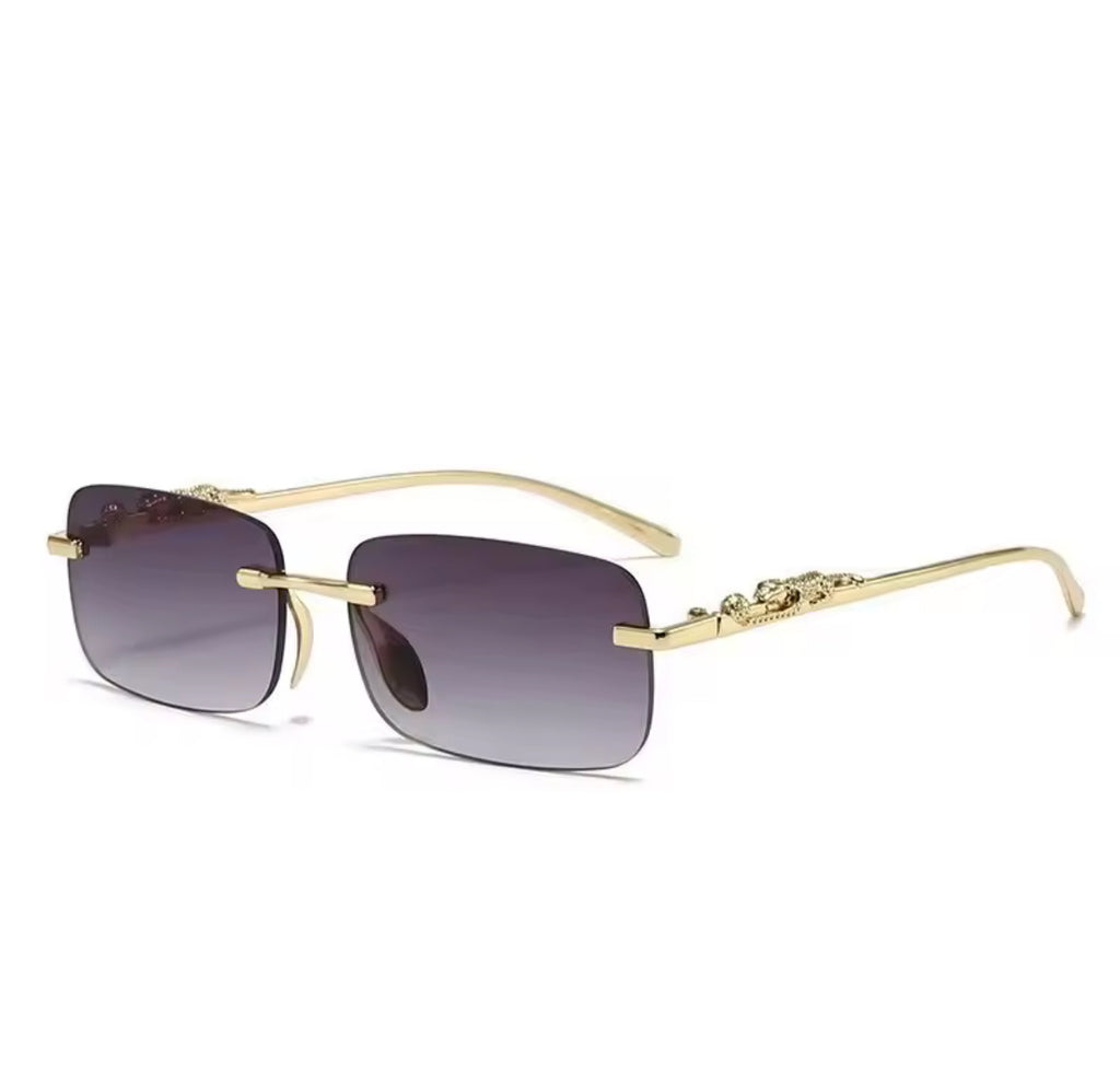 Designer-brand Rimless Purple Square Metal Sunglasses