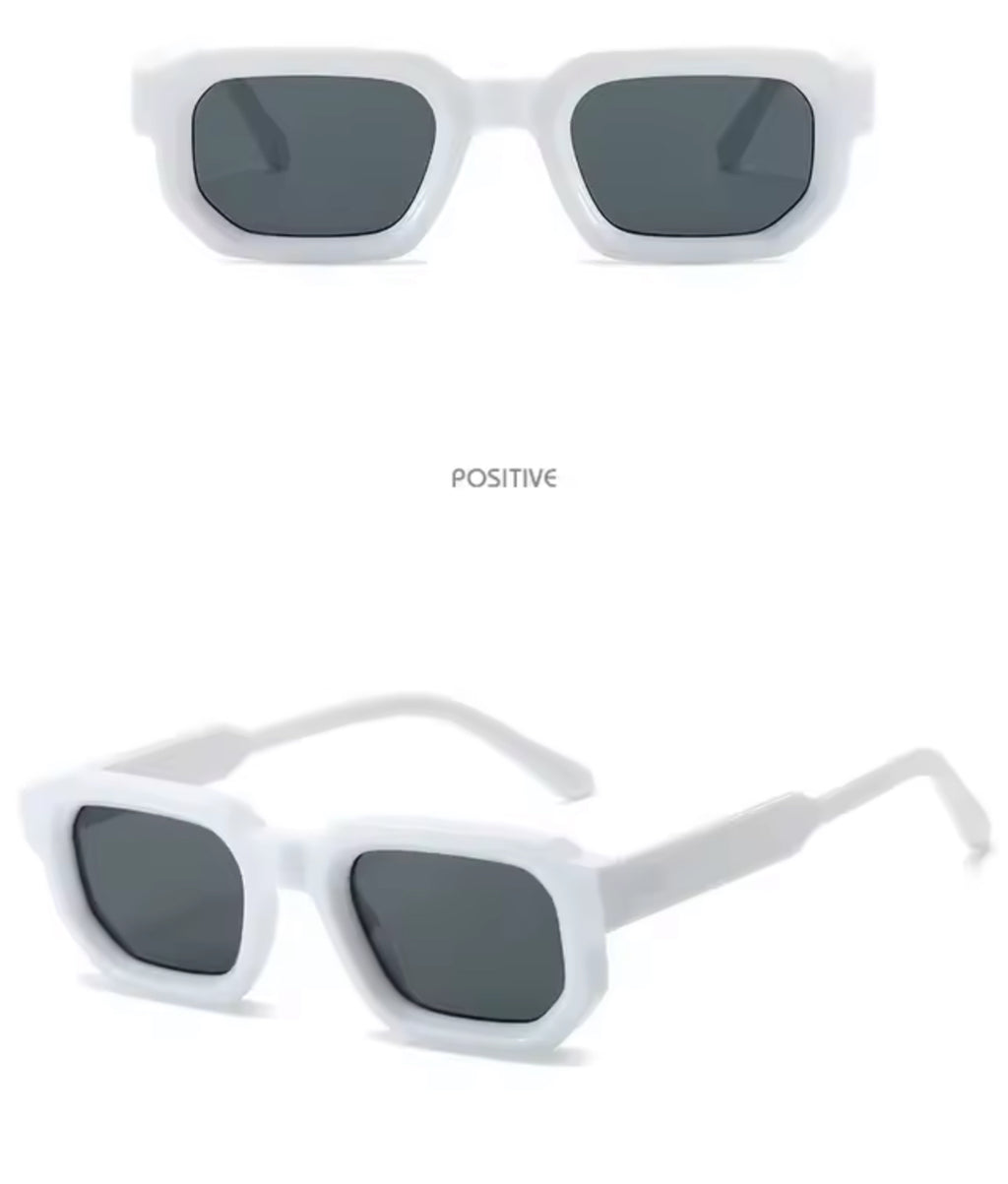 Classic Square Polarized White Sunglasses
