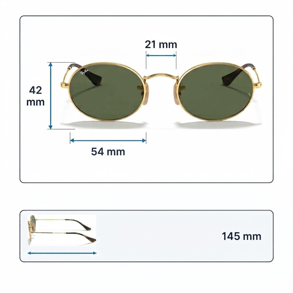 RayBan Original Classic 3547 001 Oval Flat Gold Rim Dark Green Sunglasses