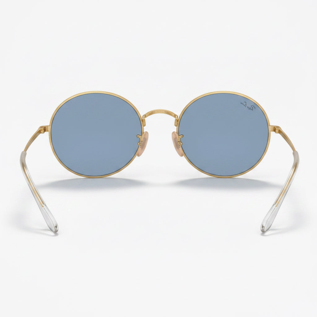 RayBan Original Classic 1970 001/B3 Oval Metal Polished Gold Frame Blue Grey Sunglasses
