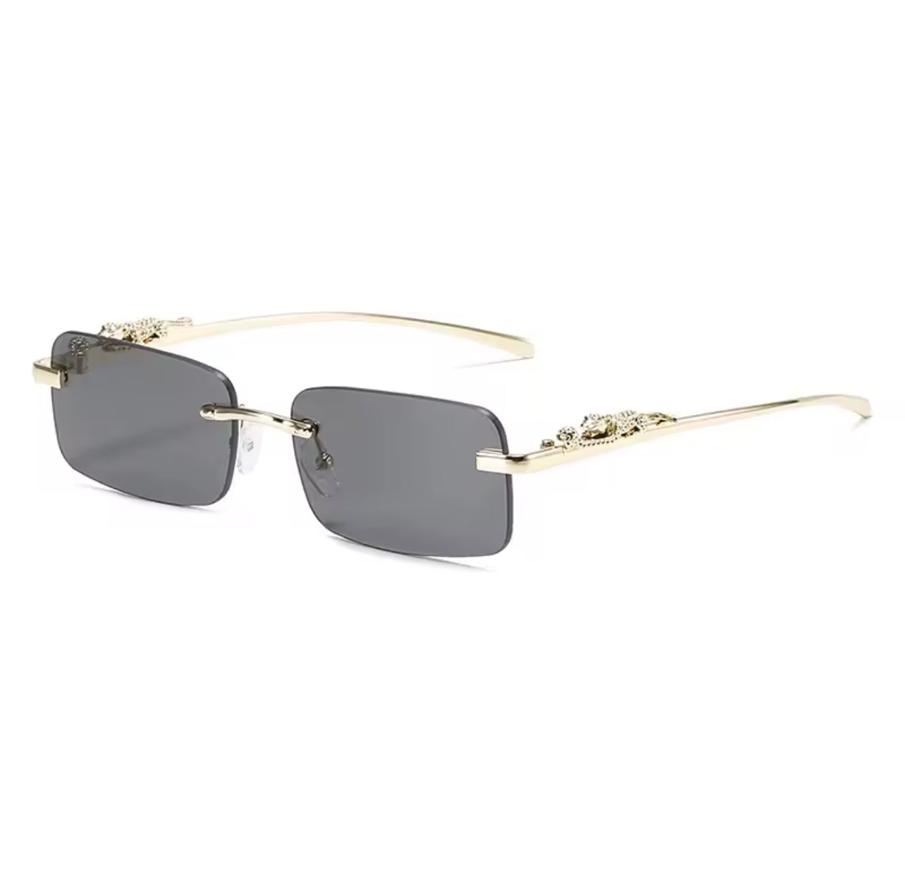 Designer-brand Rimless Polarized Black Square Metal Sunglasses
