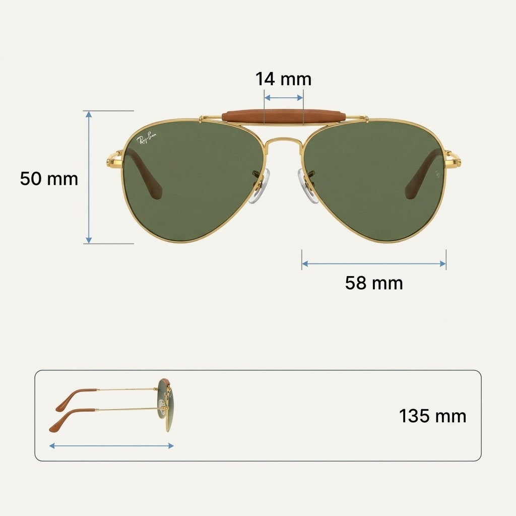 RayBan Original Classic 3422Q 003 Aviator Craft Polished Silver Rim Grey Sunglasses