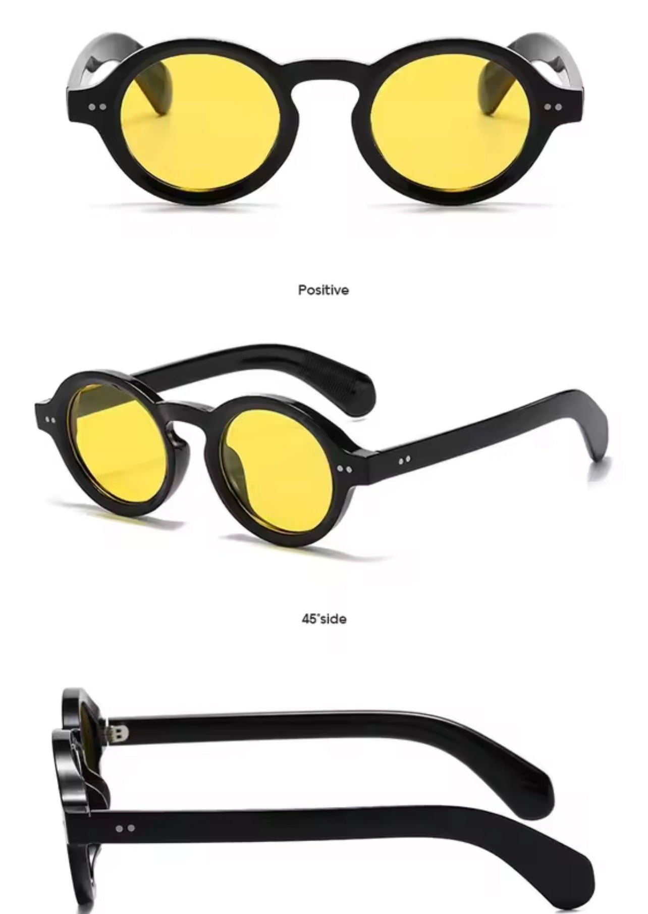 Black Yellow Round Sunglasses