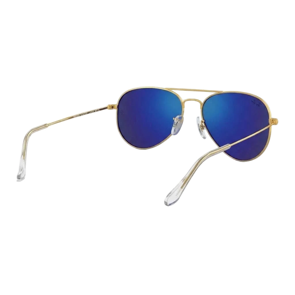 RayBan Original Classic 3025 112 17 Aviator Flash Polished Matte Gold Rim Blue Sunglasses