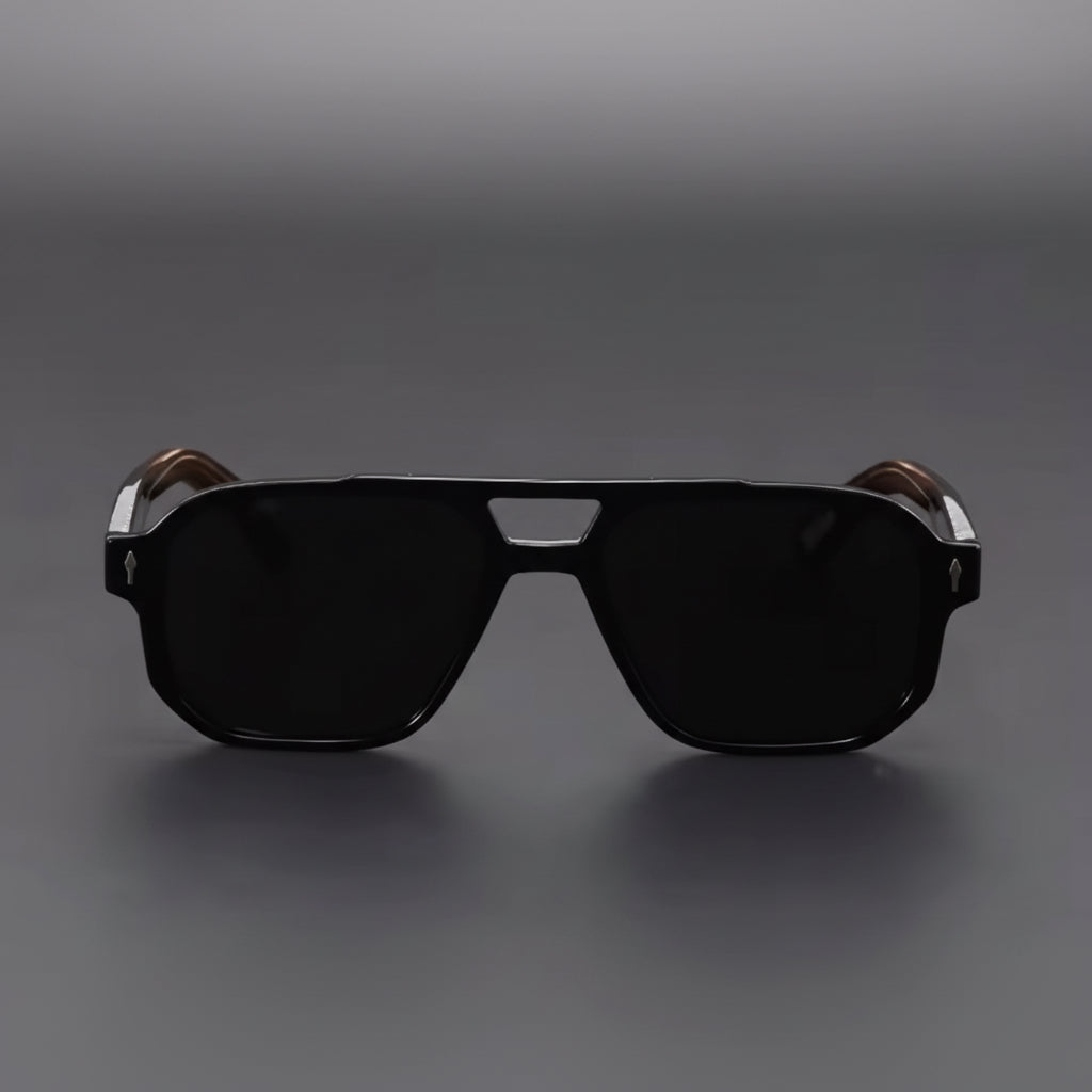 Vintage Punk Style Polarized Square Black Floral Pilot Sunglasses
