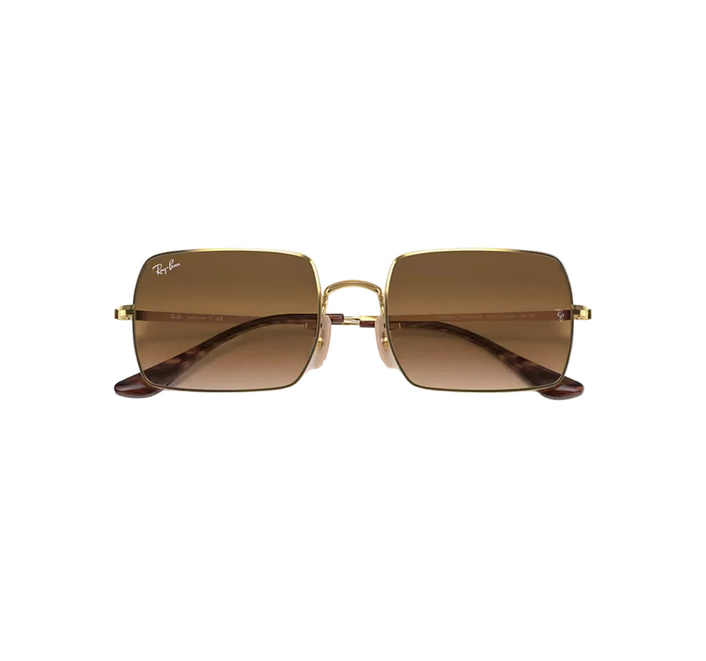 RayBan Original Classic 1969 9147/51 Rectangle Metal Polished Gold Frame Gradient Brown Sunglasses
