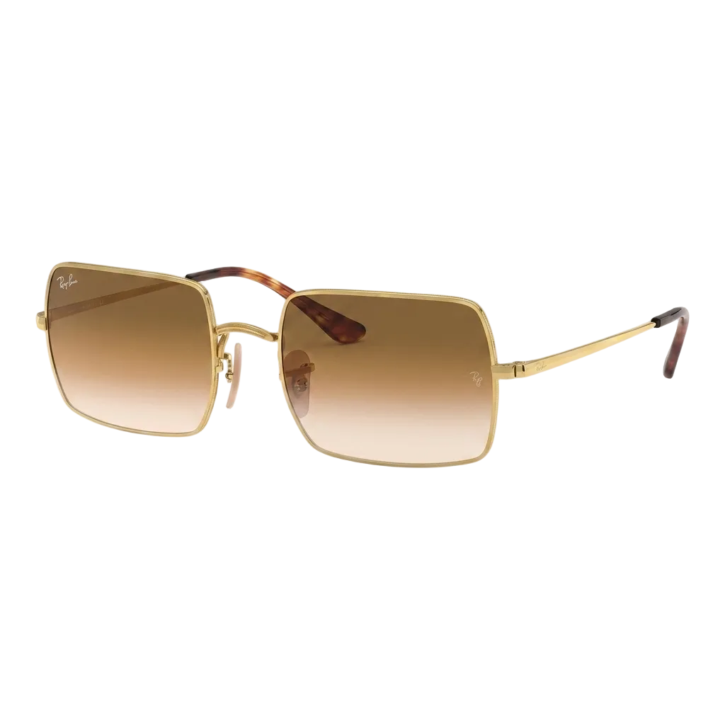 RayBan Original Classic 1969 9147/51 Rectangle Metal Polished Gold Frame Gradient Brown Sunglasses