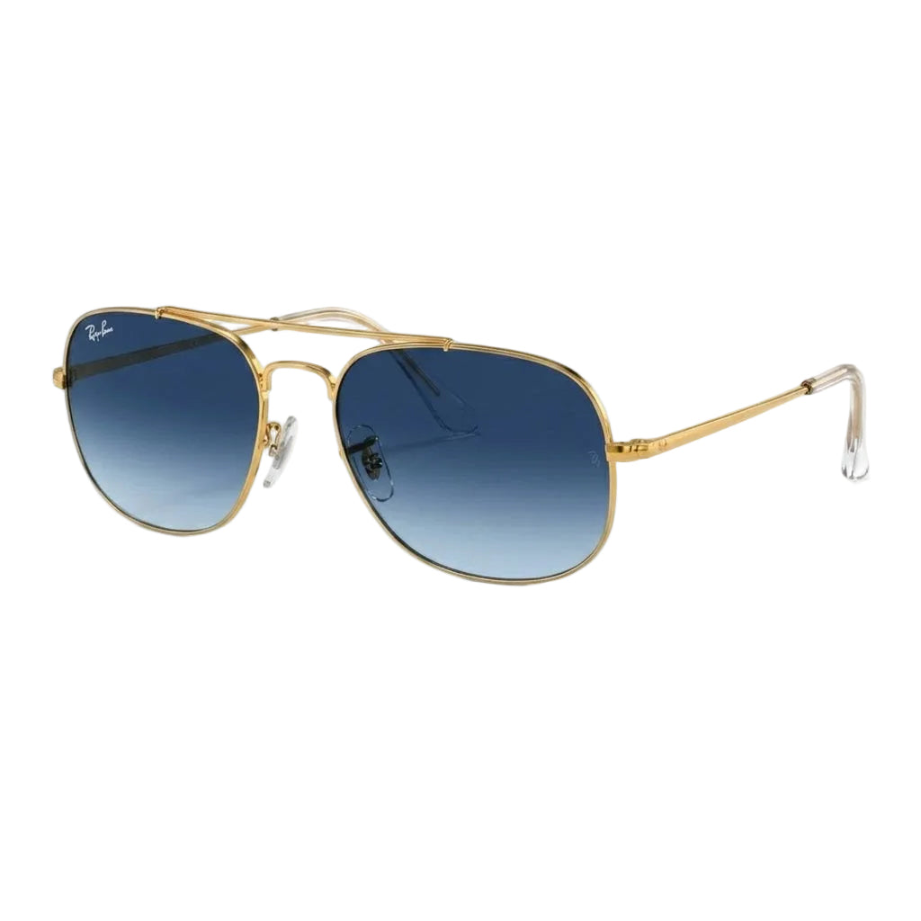 RayBan Original Classic 3561 001 3F The General Polished Gold Rim Blue Sunglasses