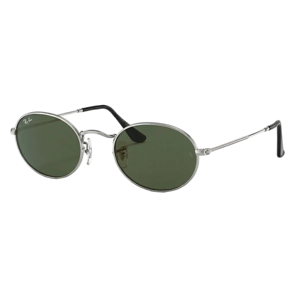 RayBan Original Classic 3547 003 Oval Flat Silver Rim Dark Green Sunglasses