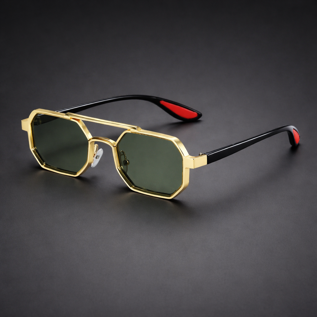 Golden Octagonal Polarized Sunglasses