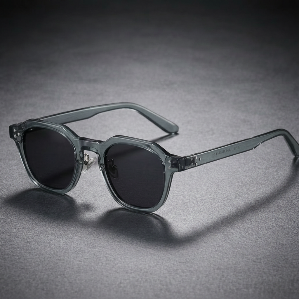 Lightweight Retro Polygon Square Small-Frame Blue Sunglasses
