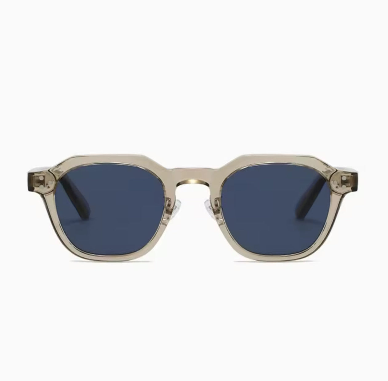 Lightweight Retro Polygon Square Small-Frame Khaki Blue Sunglasses