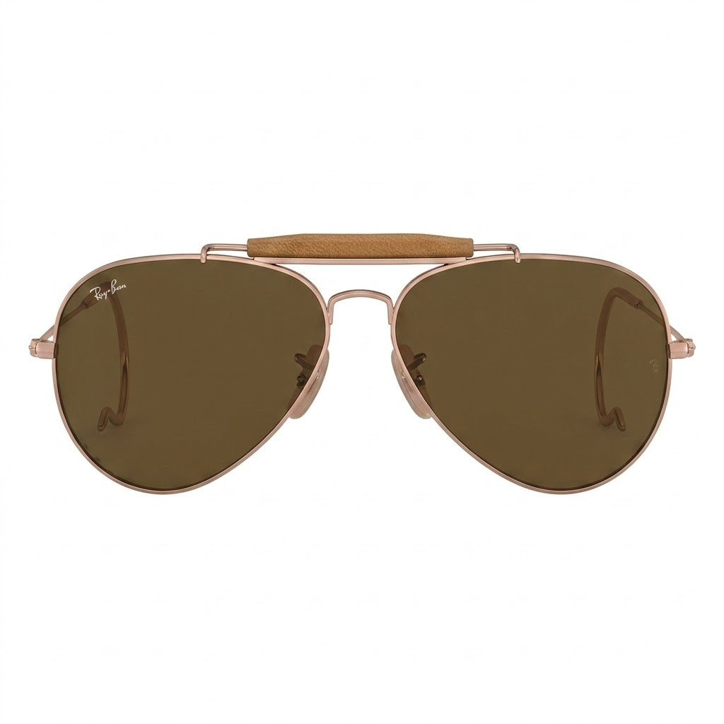 RayBan Original Classic 3030 001 33 Aviator Outdoorsman Polished Bronze Rim Havana Sunglasses