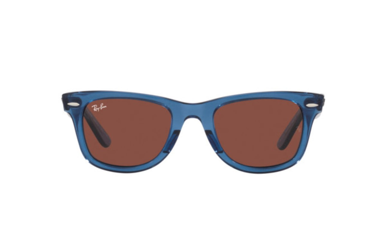 RayBan Original Classic 2140 6587/C5 Wayfarer Square Blue Red Sunglasses