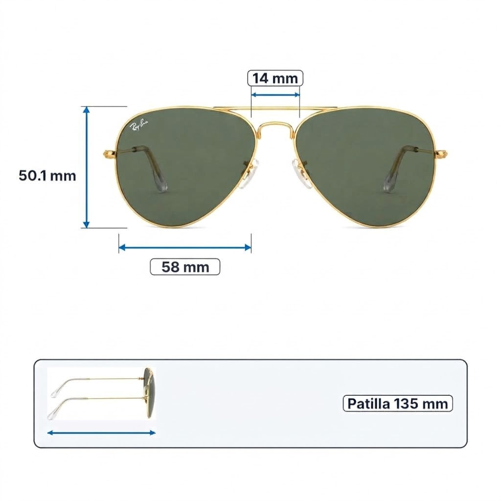 RayBan Original Classic 3479 001 Aviator Folding Gold Rim Dark Green Sunglasses