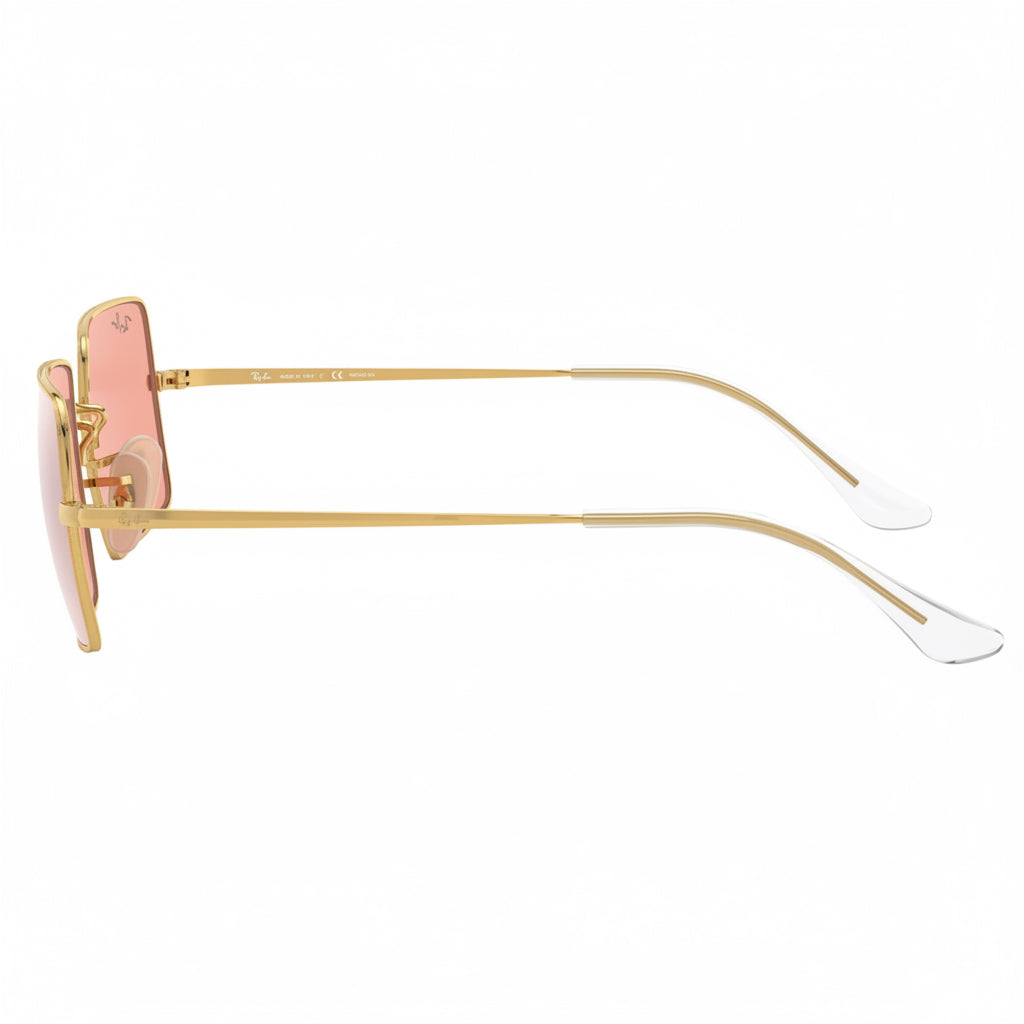 RayBan Evolve Original Classic 1969 001/3E Rectangle Metal Polished Gold Frame Pink Grey Sunglasses