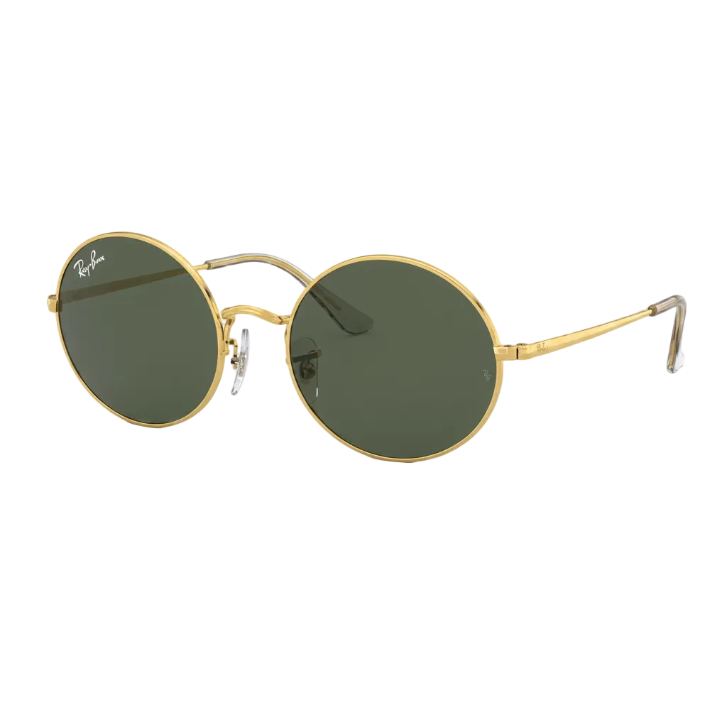 RayBan Original Classic 1970 9196/31 Oval Metal Polished Gold Frame Dark Green Sunglasses