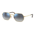 RayBan Original Classic 3556 9123/3M Octagonal Polished Gold Rim Gradient Blue Grey Sunglasses