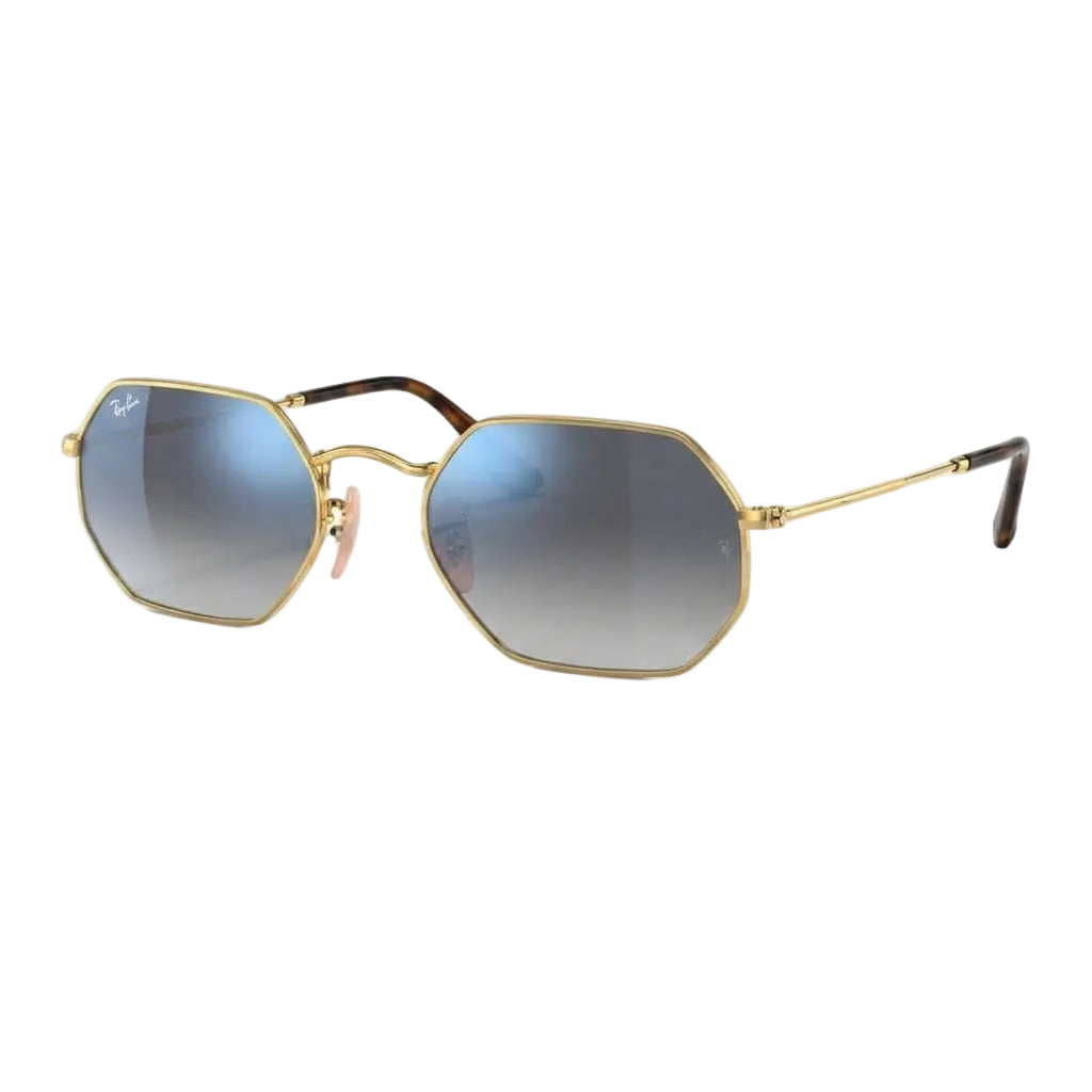 RayBan Original Classic 3556 9123/3M Octagonal Polished Gold Rim Gradient Blue Grey Sunglasses
