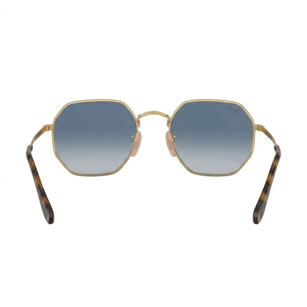 RayBan Original Classic 3556 9123/3M Octagonal Polished Gold Rim Gradient Blue Grey Sunglasses