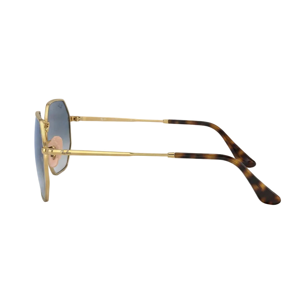 RayBan Original Classic 3556 9123/3M Octagonal Polished Gold Rim Gradient Blue Grey Sunglasses