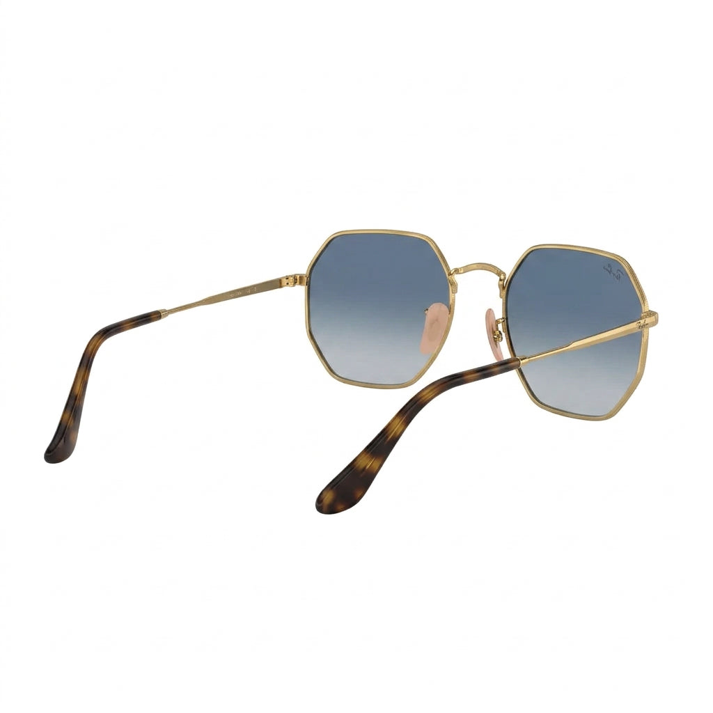 RayBan Original Classic 3556 9123/3M Octagonal Polished Gold Rim Gradient Blue Grey Sunglasses