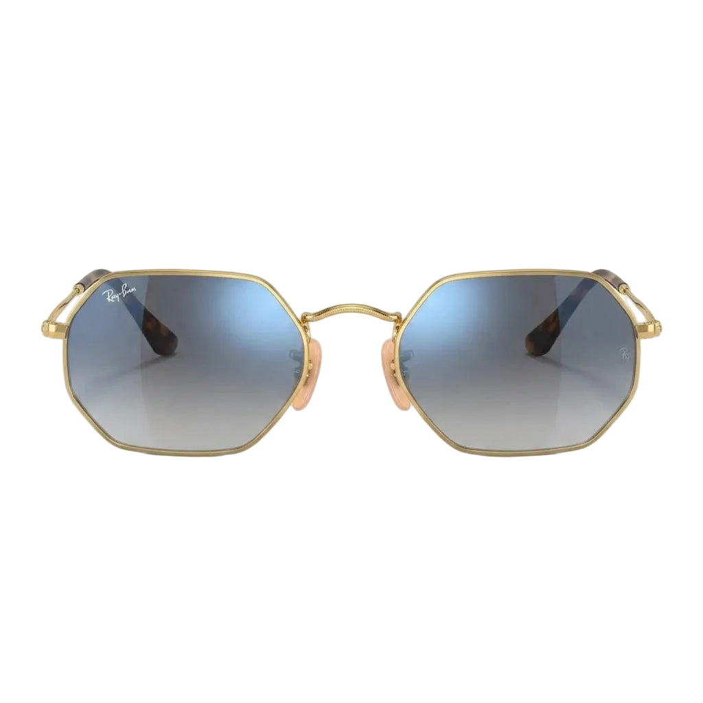 RayBan Original Classic 3556 9123/3M Octagonal Polished Gold Rim Gradient Blue Grey Sunglasses