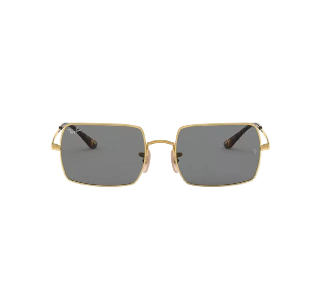 RayBan Original Classic 1969 9150/B1 Rectangle Metal Polished Gold Frame Dark Grey Sunglasses