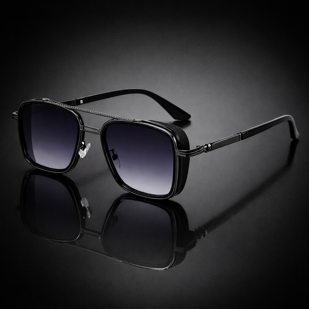 Style Retro Round-framed Grey Black Sunglasses