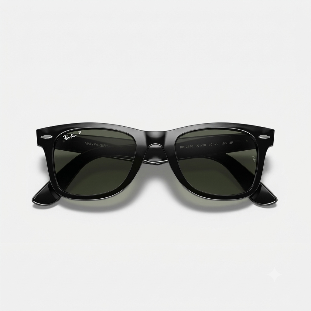 RayBan Polarized Original Classic 2140 901/58 Wayfarer Square Black Sunglasses