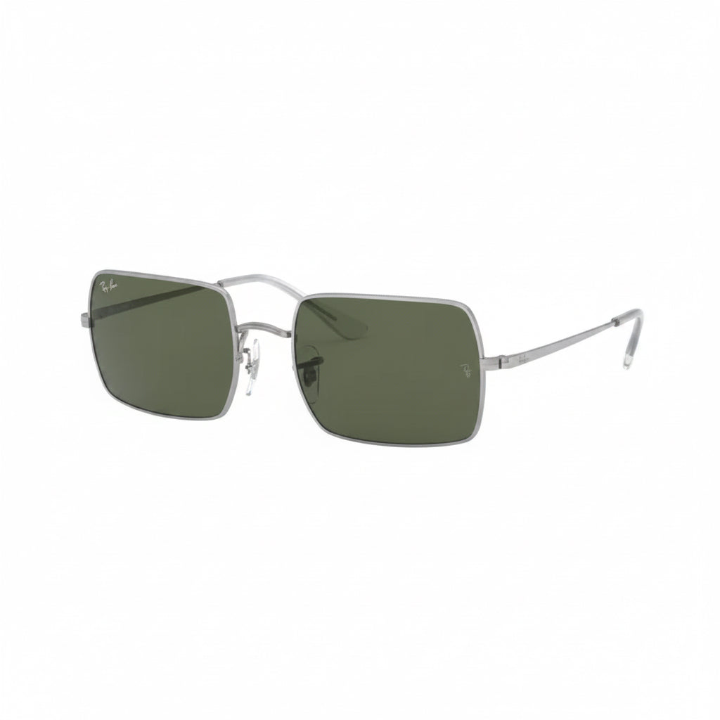 RayBan Original Classic 1969 9150/B1 Rectangle Metal Polished Iron Frame Dark Green Sunglasses