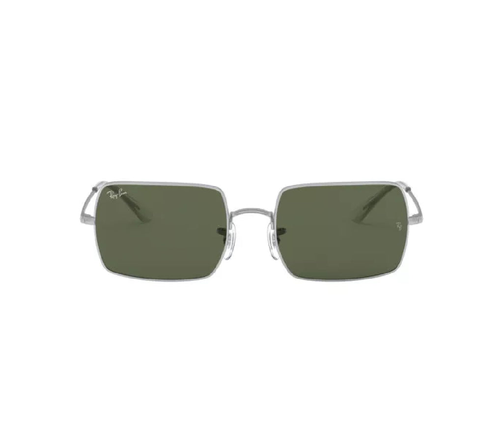 RayBan Original Classic 1969 9150/B1 Rectangle Metal Polished Iron Frame Dark Green Sunglasses