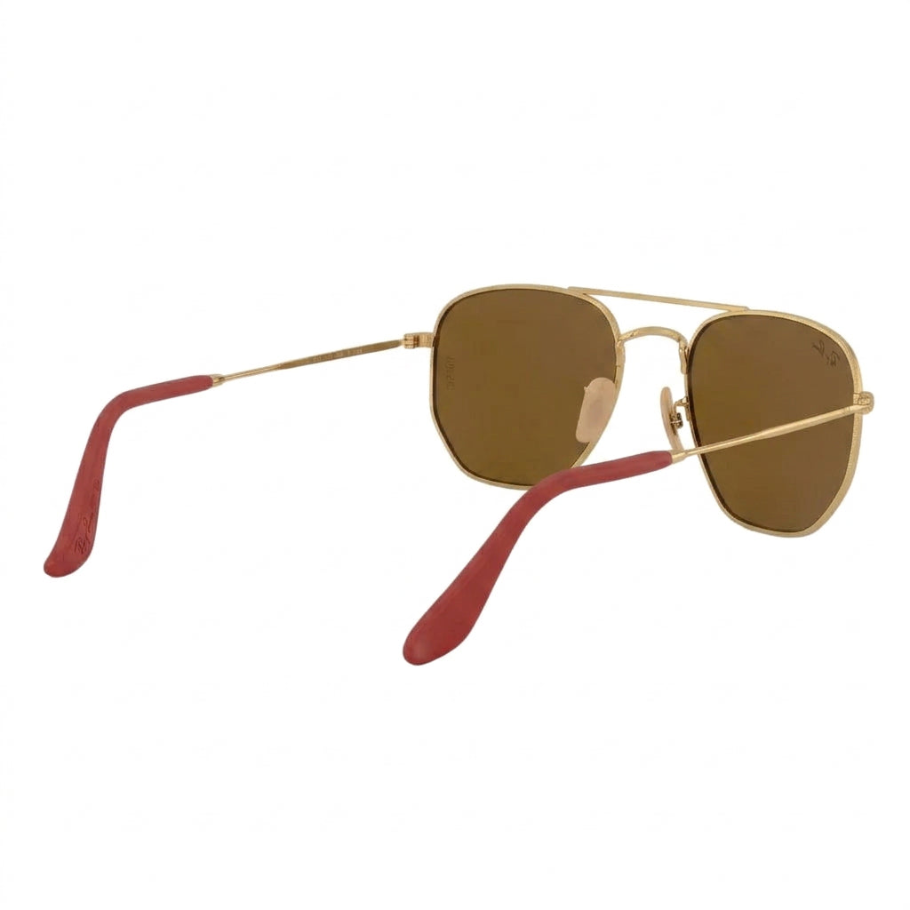 RayBan Original Classic 3548M F008 33 Hexagonal Scuderia Ferrari Polished Gold Rim Arista Brown Sunglasses