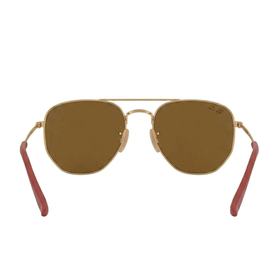 RayBan Original Classic 3548M F008 33 Hexagonal Scuderia Ferrari Polished Gold Rim Arista Brown Sunglasses