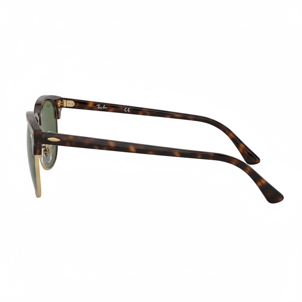 RayBan Polarized Original Classic 3016 901/57 Square Club master Metal Polished Havana Gold Frame Dark Green Sunglasses