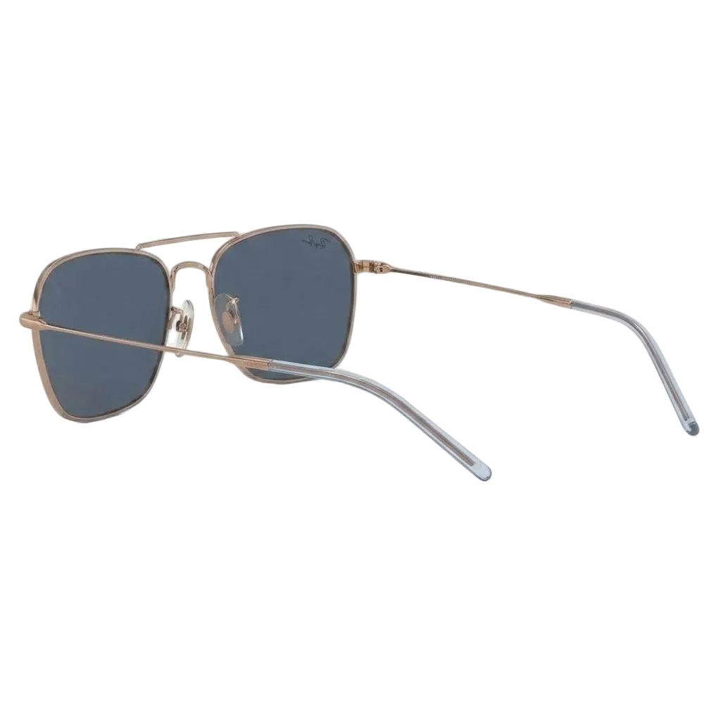 RayBan Original Classic 0102S 9202 3A Caravan Reverse Polished Bronze Rim Blue Sunglasses