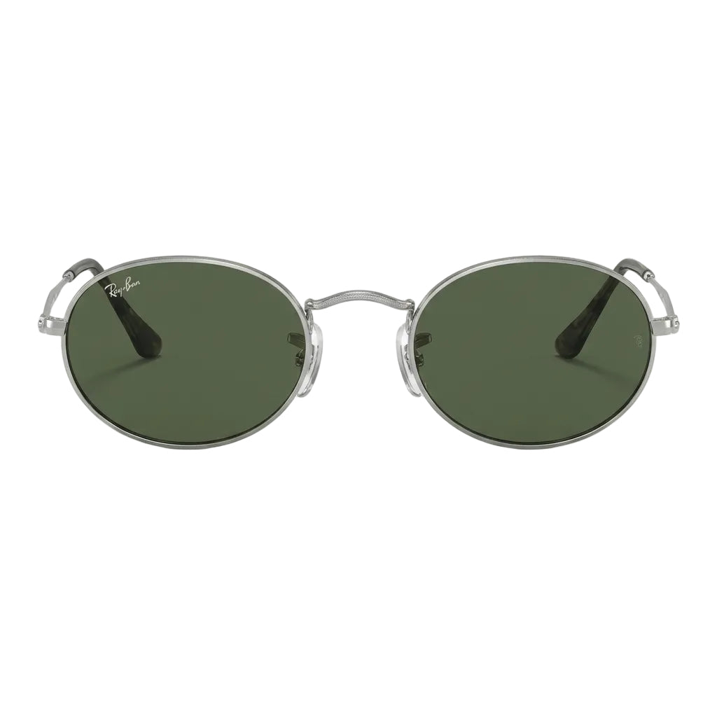 RayBan Original Classic 3547 003 Oval Flat Silver Rim Dark Green Sunglasses