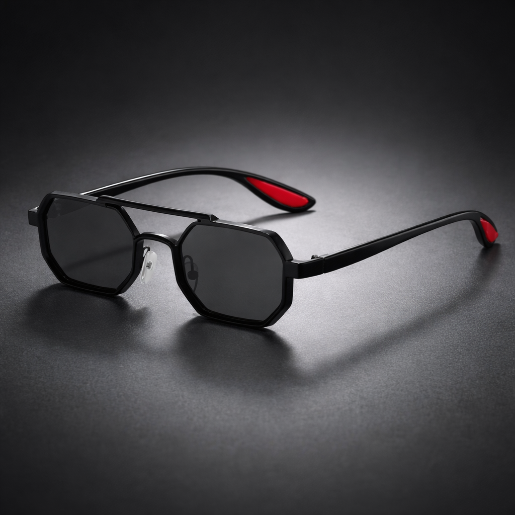 Black Octagonal Polarized Sunglasses