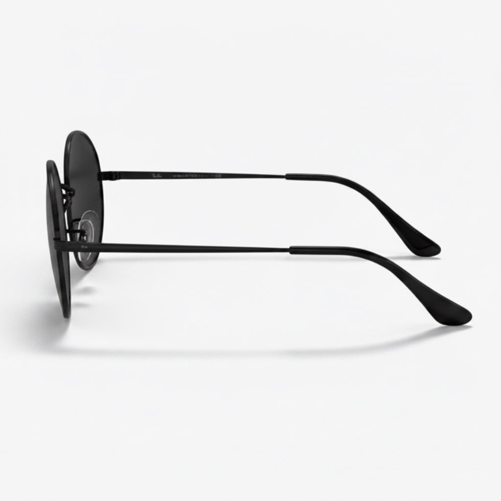 RayBan Original Classic 1970 9148/31 Oval Metal Polished Black Frame Dark Grey Sunglasses