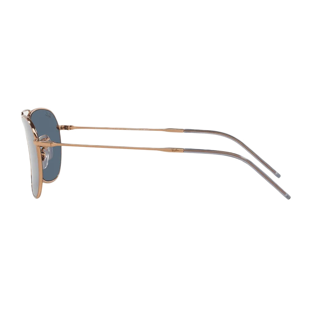 RayBan Original Classic 0102S 9202 3A Caravan Reverse Polished Bronze Rim Blue Sunglasses