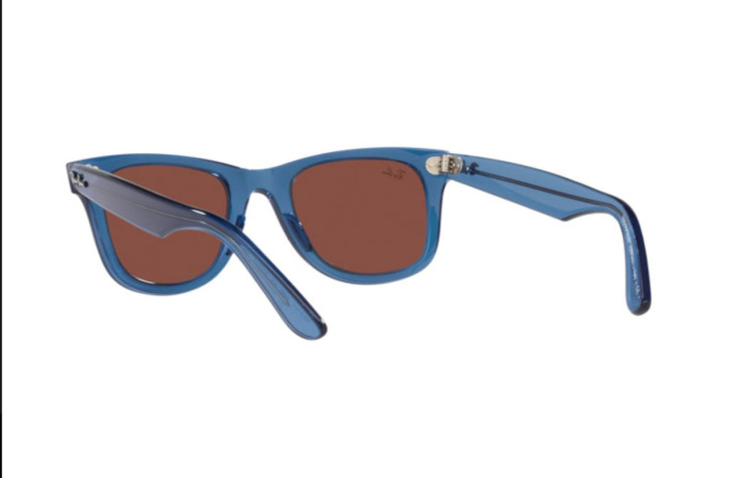 RayBan Original Classic 2140 6587/C5 Wayfarer Square Blue Red Sunglasses