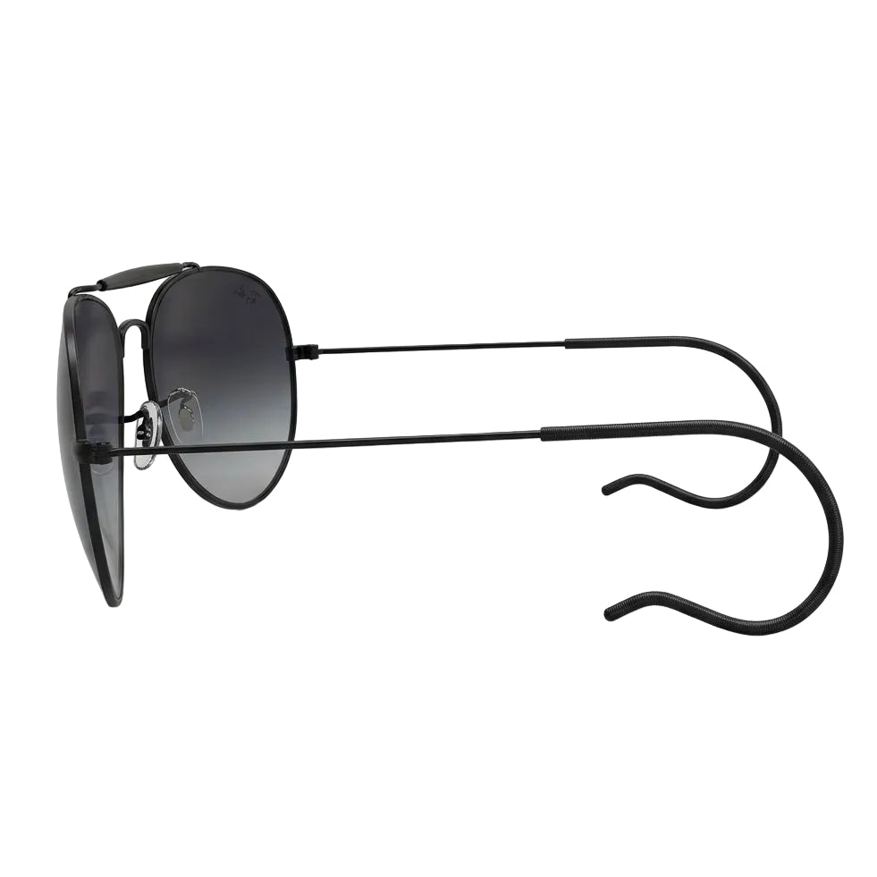 RayBan Original Classic 3030 002 62 Aviator Outdoorsman Polished Black Metal Rim Dark Grey Sunglasses