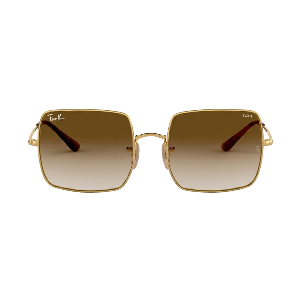RayBan Evolve Original Classic 1971 9147/51 Square Metal Polished Gold Frame Gradient Brown Sunglasses