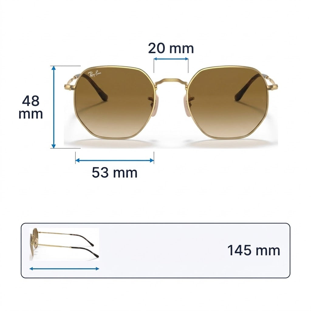 RayBan Original Classic 3565 9196 31 Jack Polished Gold Rim Dark Green Sunglasses